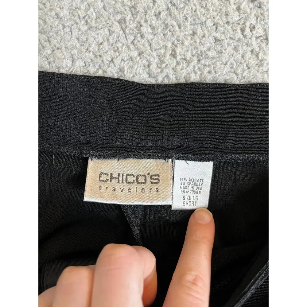 Chicos Traveler Pants Medium Short 1.5 Zip Up Ankle Slinky Stretch High Rise - Picture 5 of 13